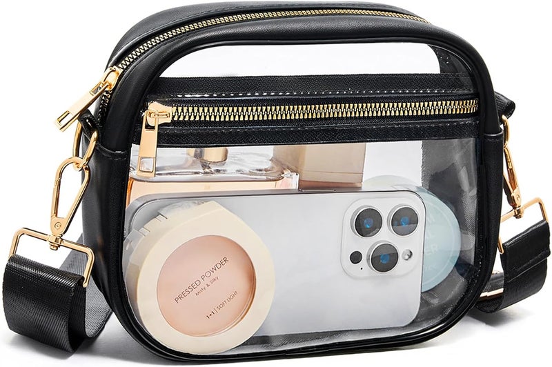 Fibrdoo Clear Bag Stadium Approved, Leather Clear Crossbody Purse Bag for Concerts Sports Events Festivals - Image 1